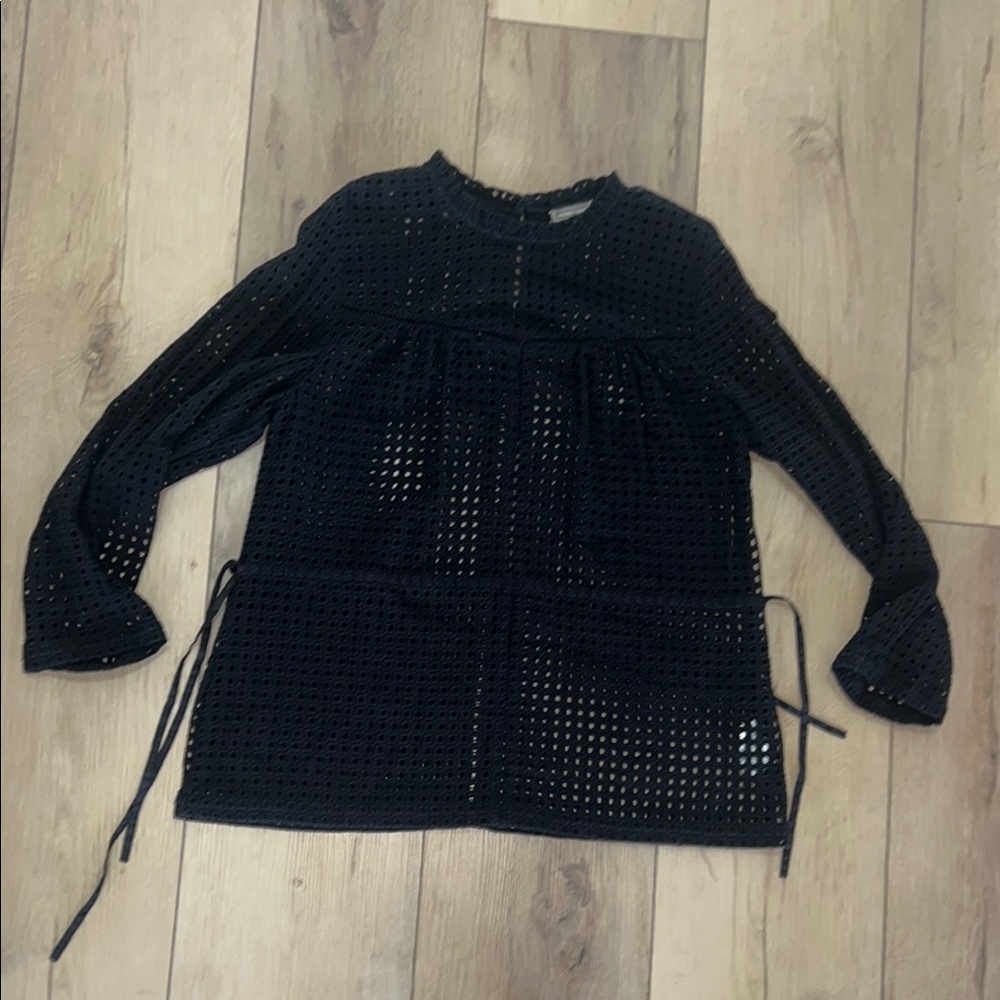 Black Eyelet Long Sleeve Top